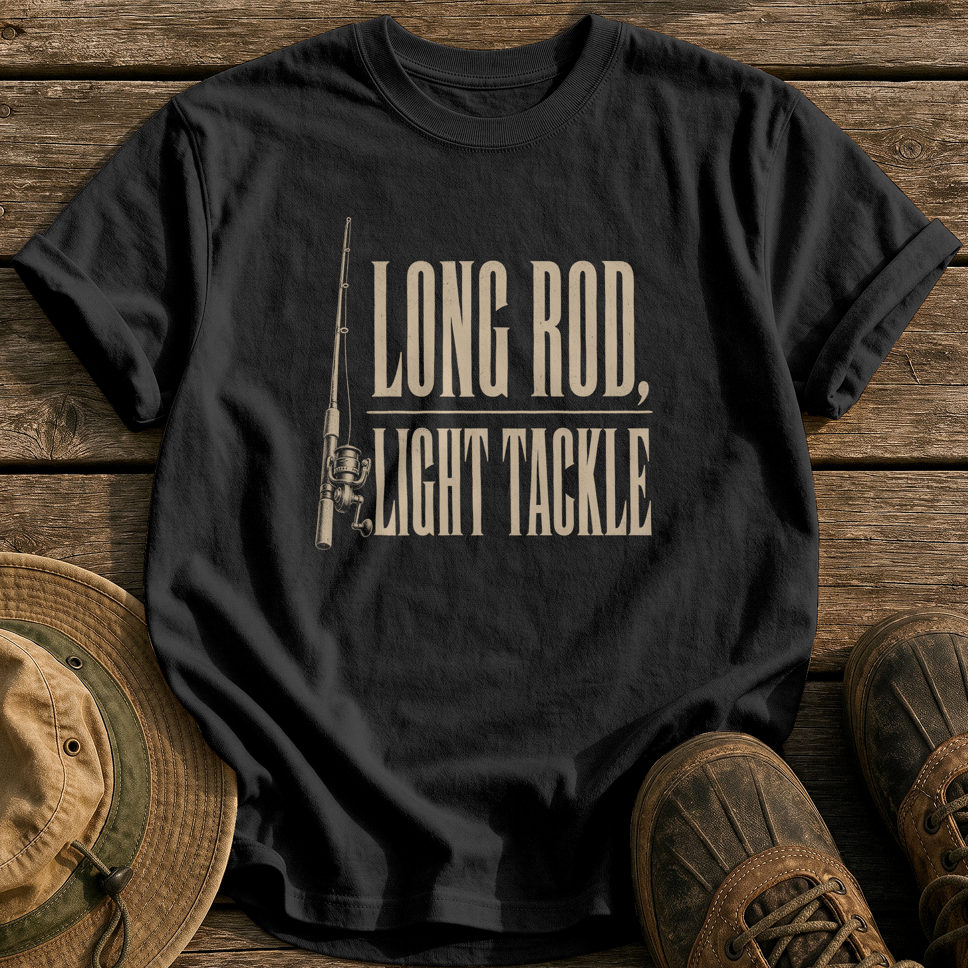 Long Rod Light Tackle tee - Black - front