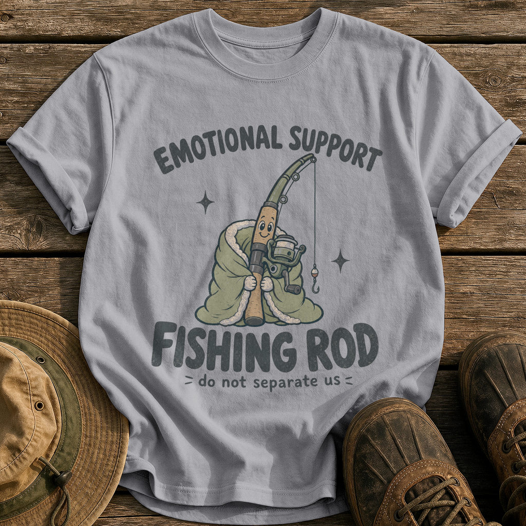 Emotional Support Fishing Rod tee - Grey - front