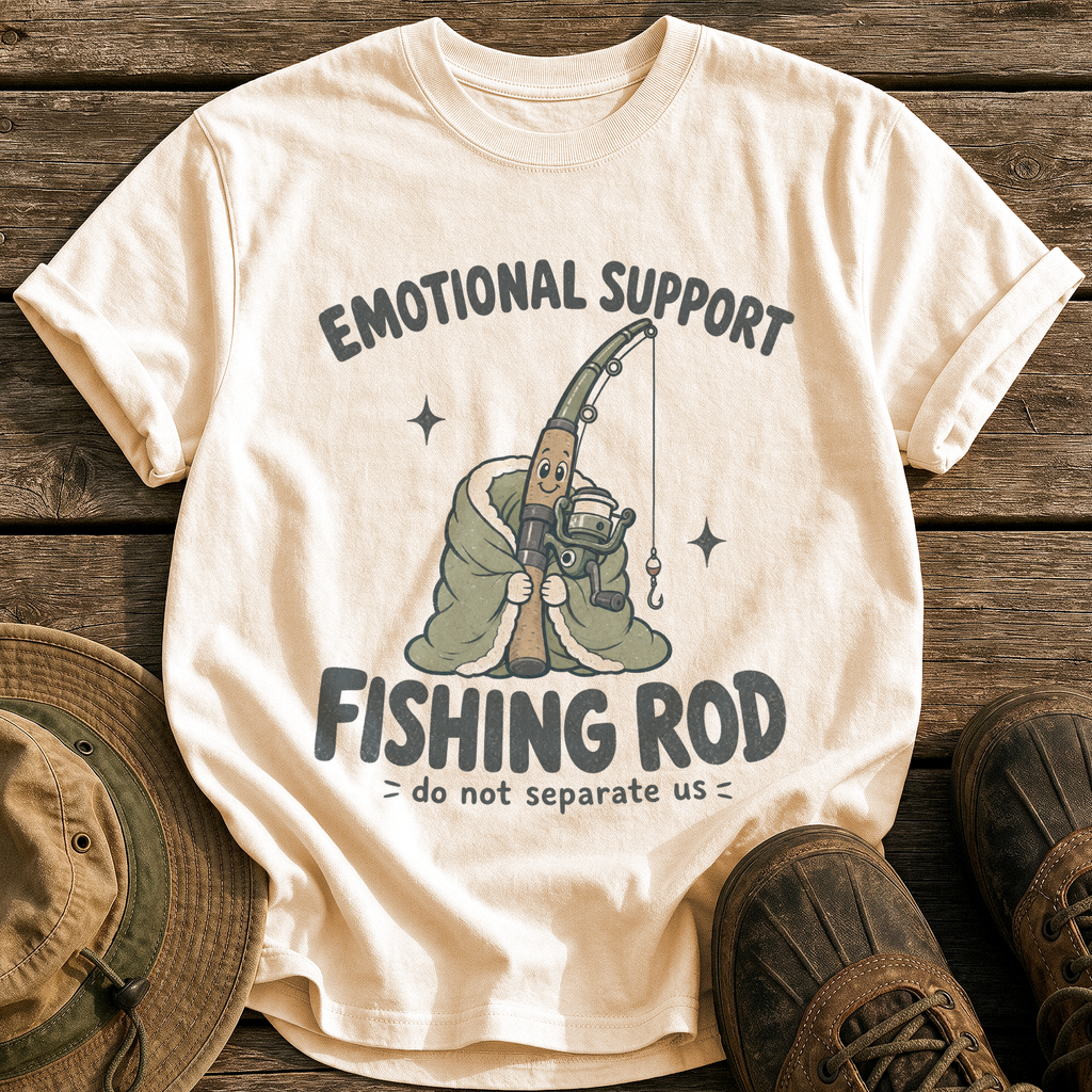 Emotional Support Fishing Rod tee - Ivory - front