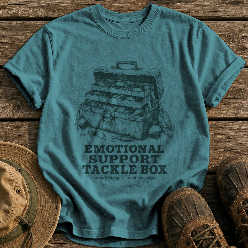 Emotional Support Tackle Box tee - Blue Spruce - front