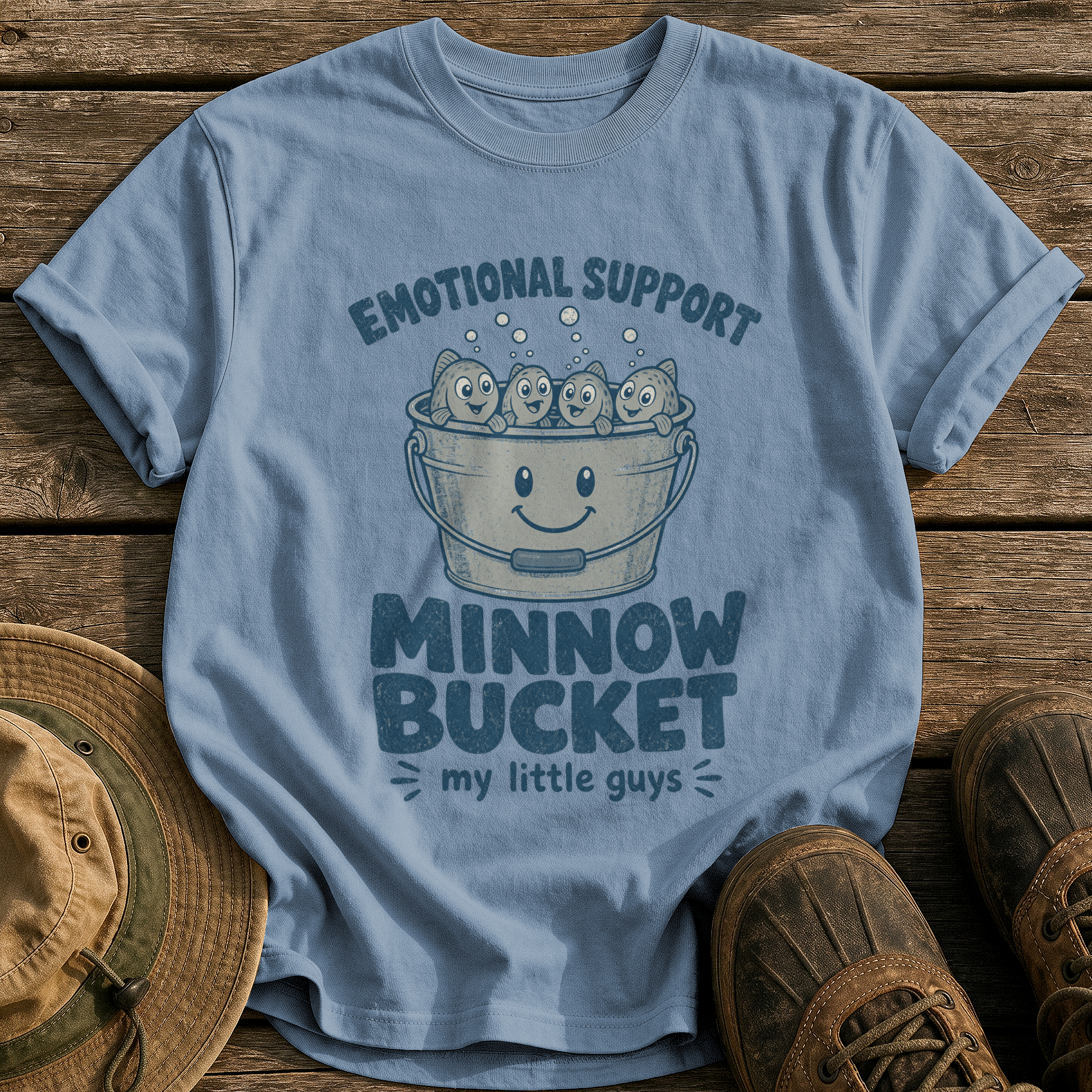 Emotional Support Minnow Bucket tee - Blue Jean - front