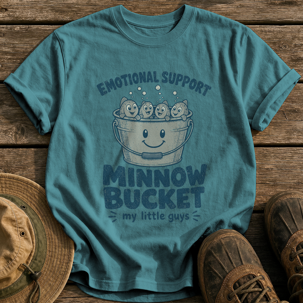Emotional Support Minnow Bucket tee - Blue Spruce - front