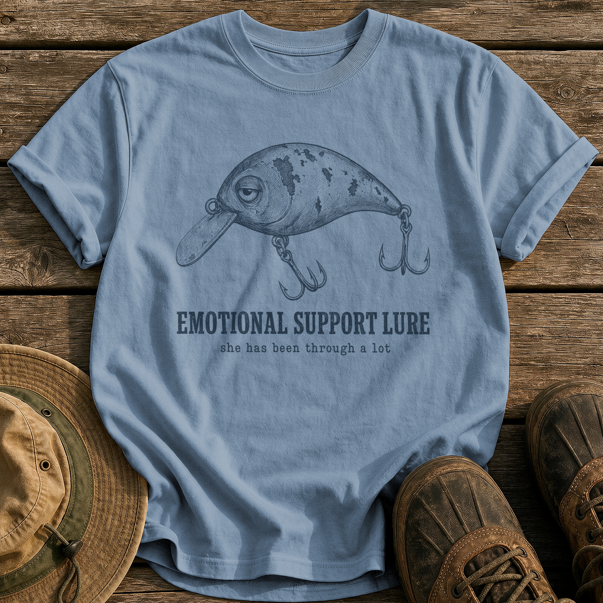Emotional Support Lure tee - Blue Jean - front