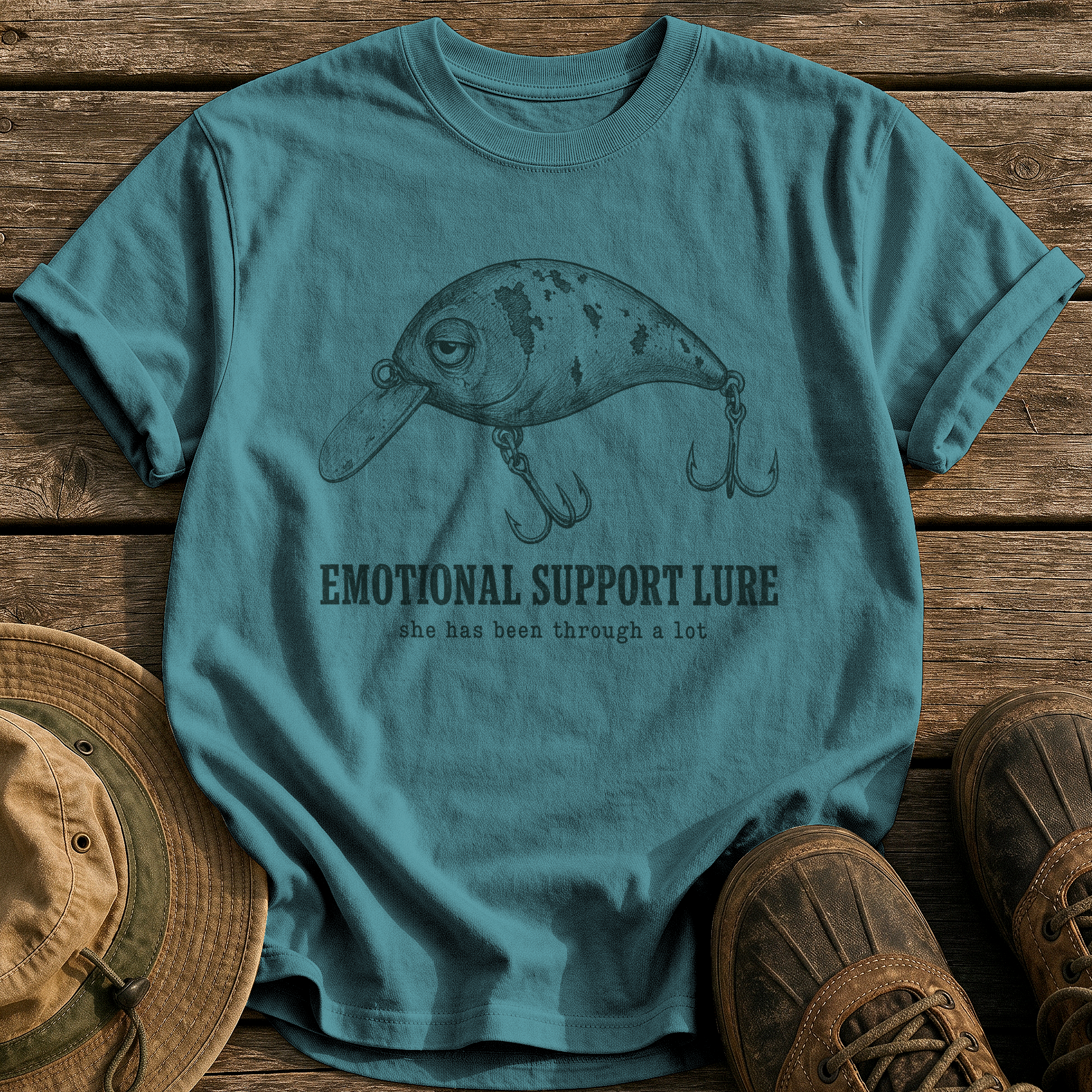 Emotional Support Lure tee - Blue Spruce - front