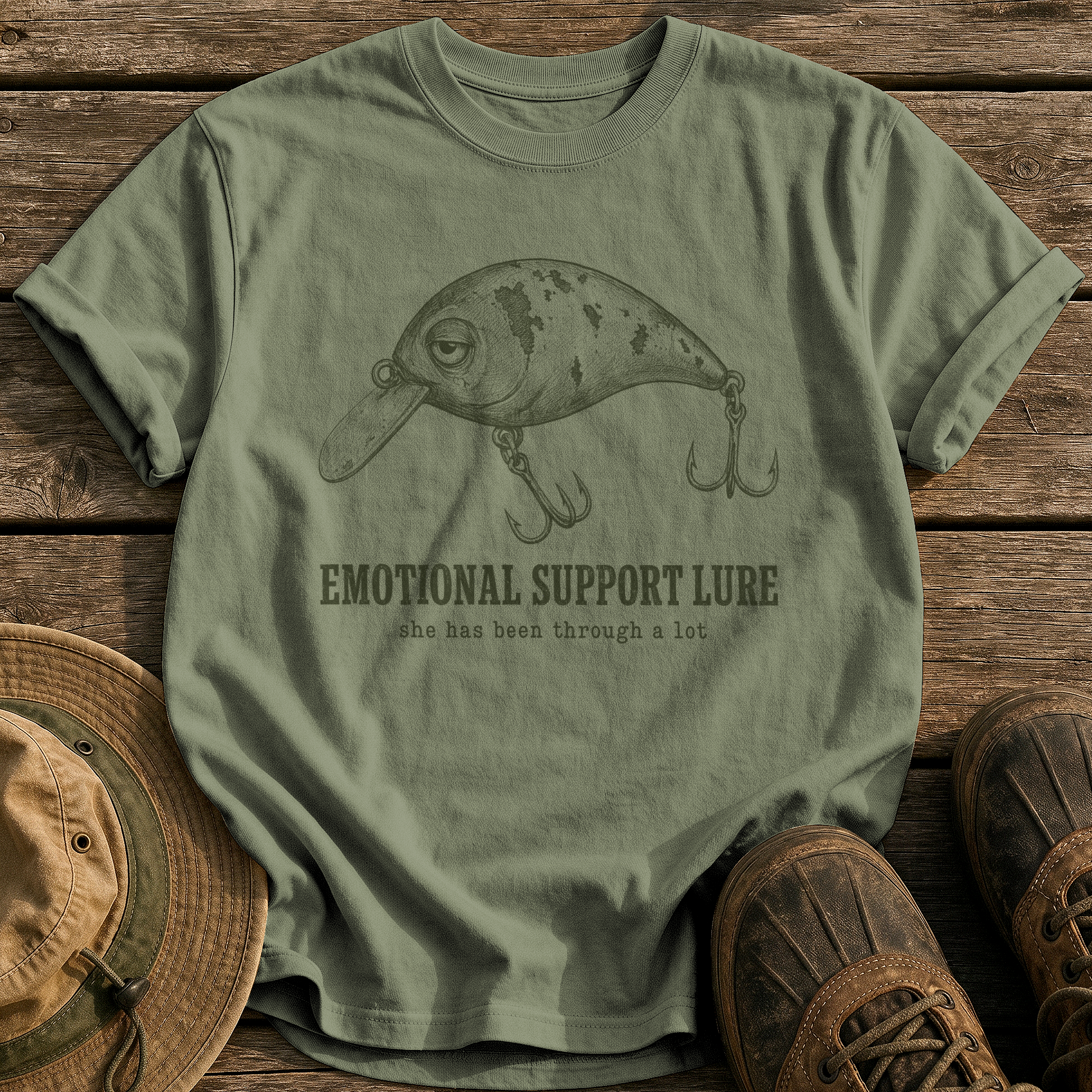 Emotional Support Lure tee - Sage - front