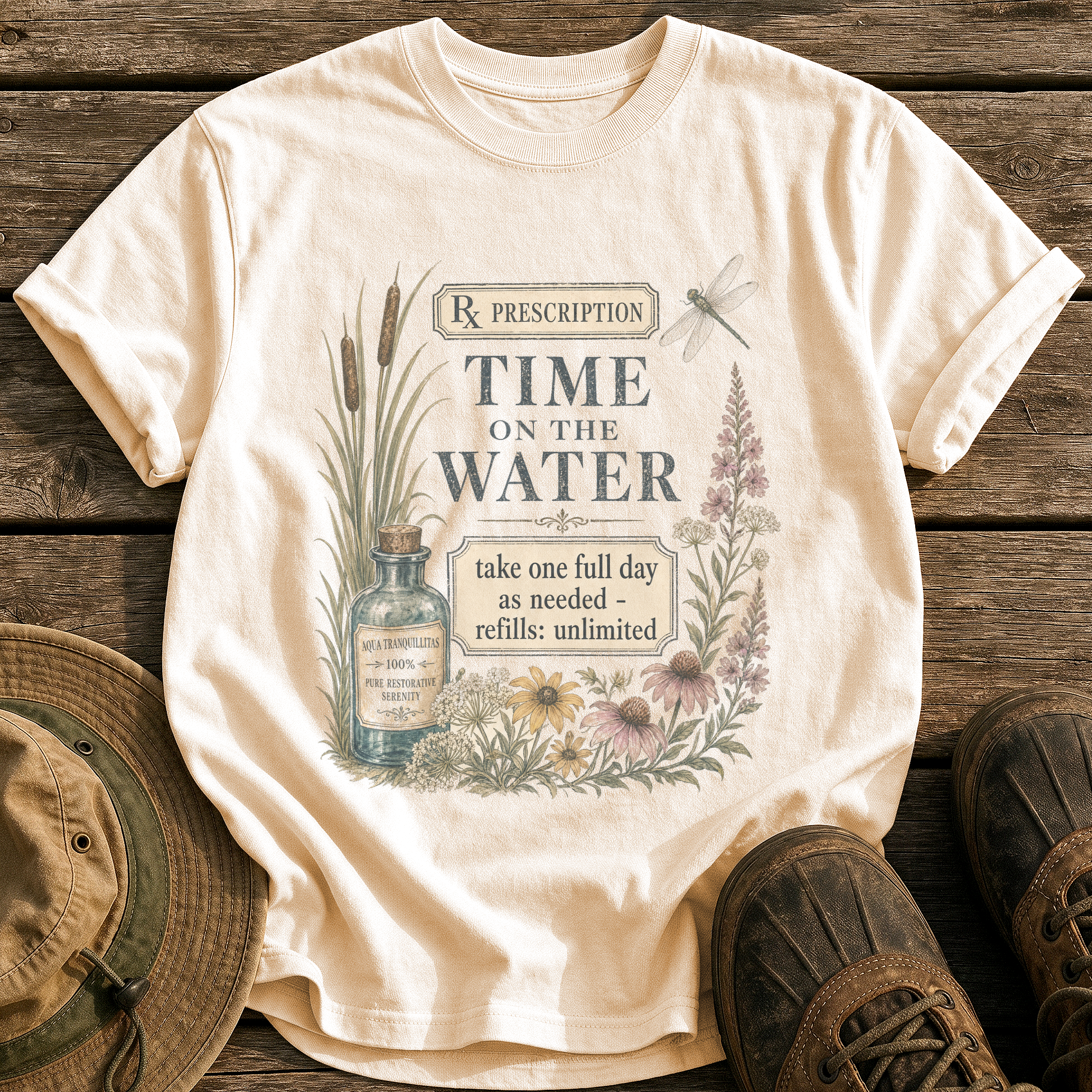 Prescription: Time on the Water tee - Ivory - front