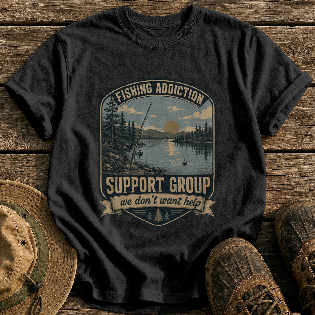 Fishing Addiction Support Group tee - Black - front