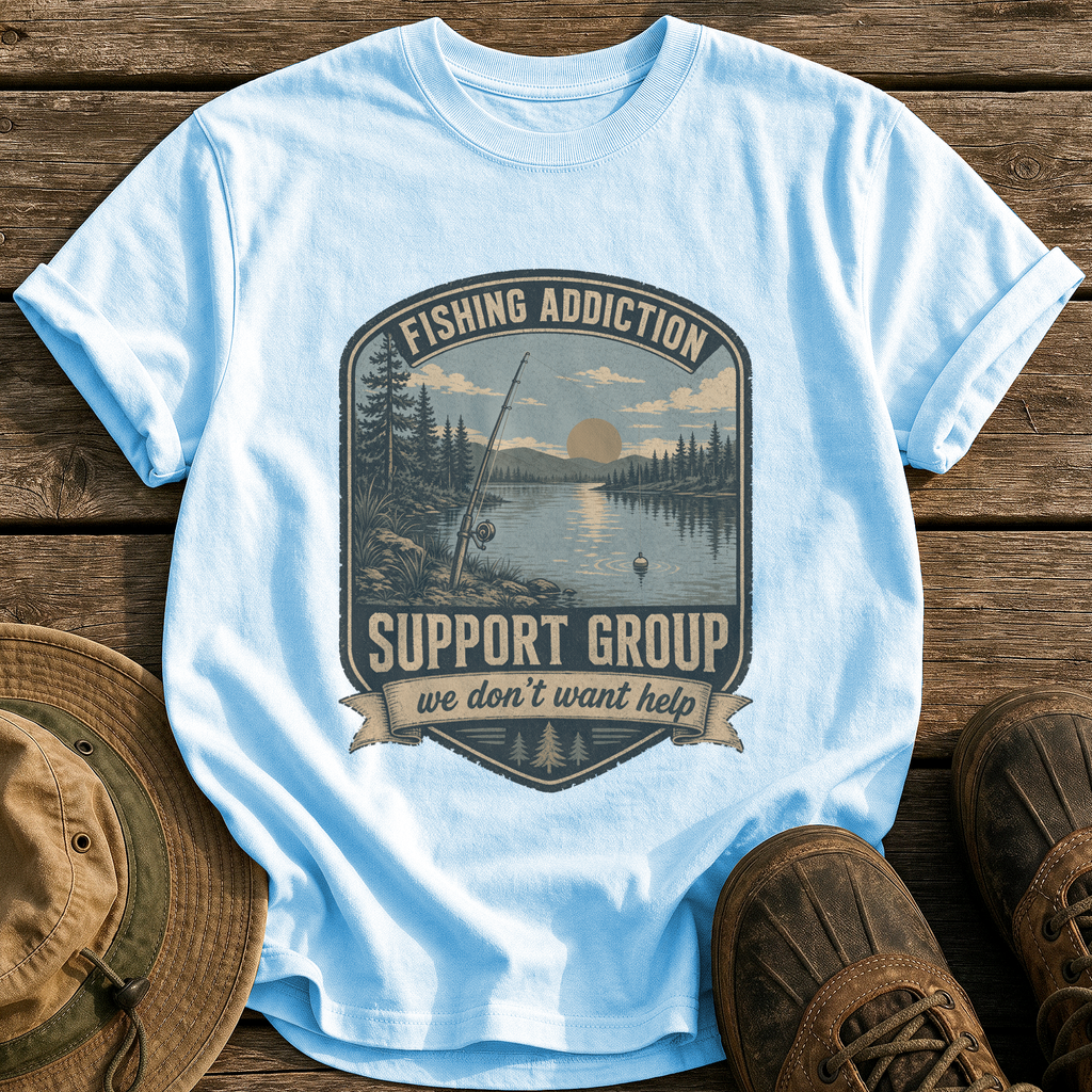 Fishing Addiction Support Group tee - Chambray - front