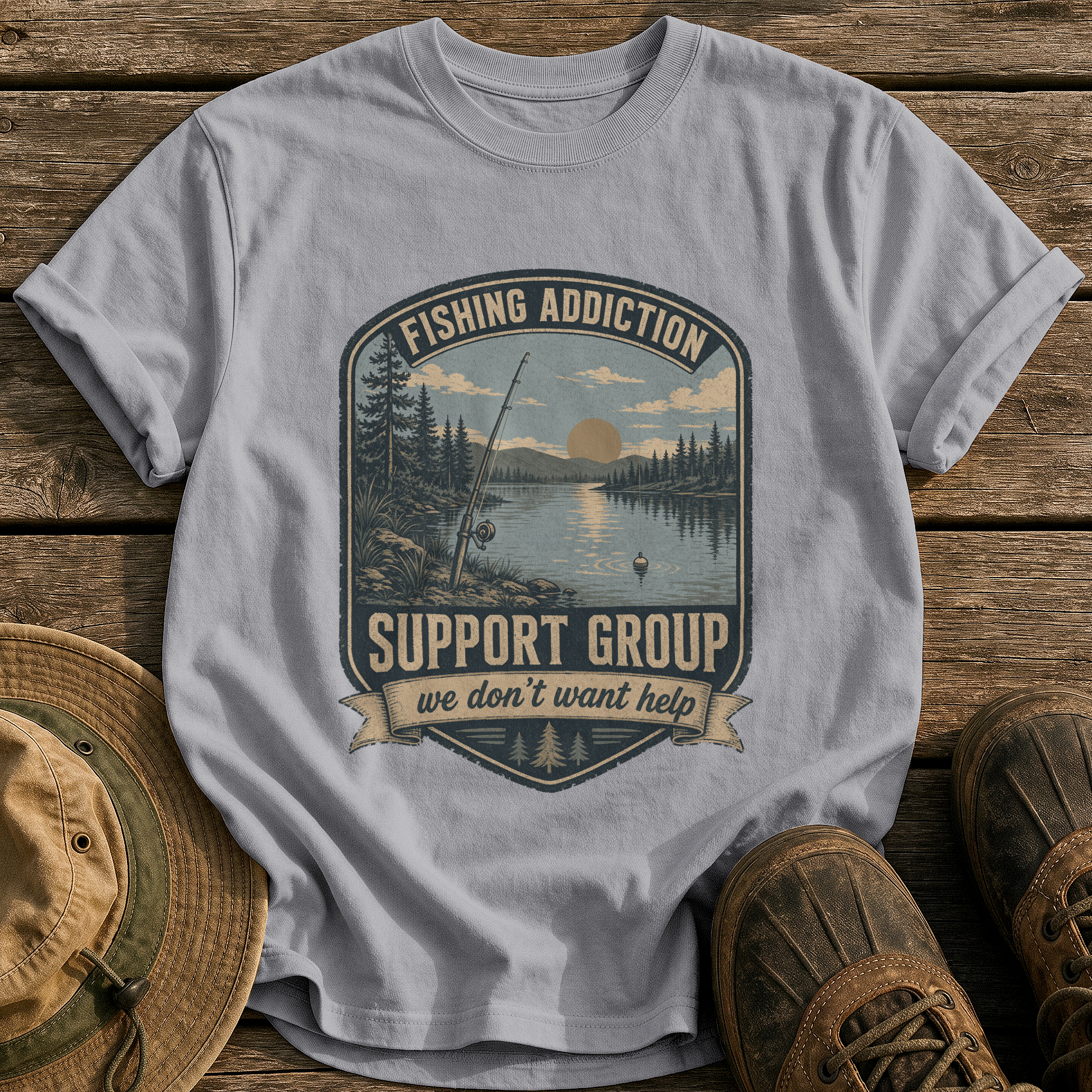 Fishing Addiction Support Group tee - Grey - front