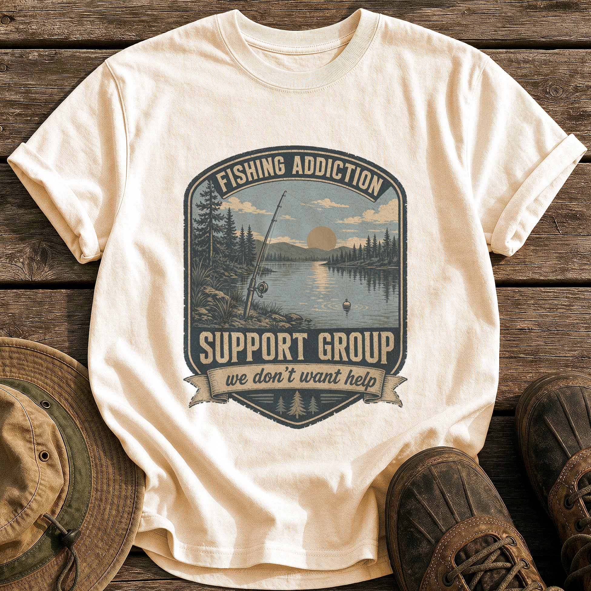 Fishing Addiction Support Group tee - Ivory - front