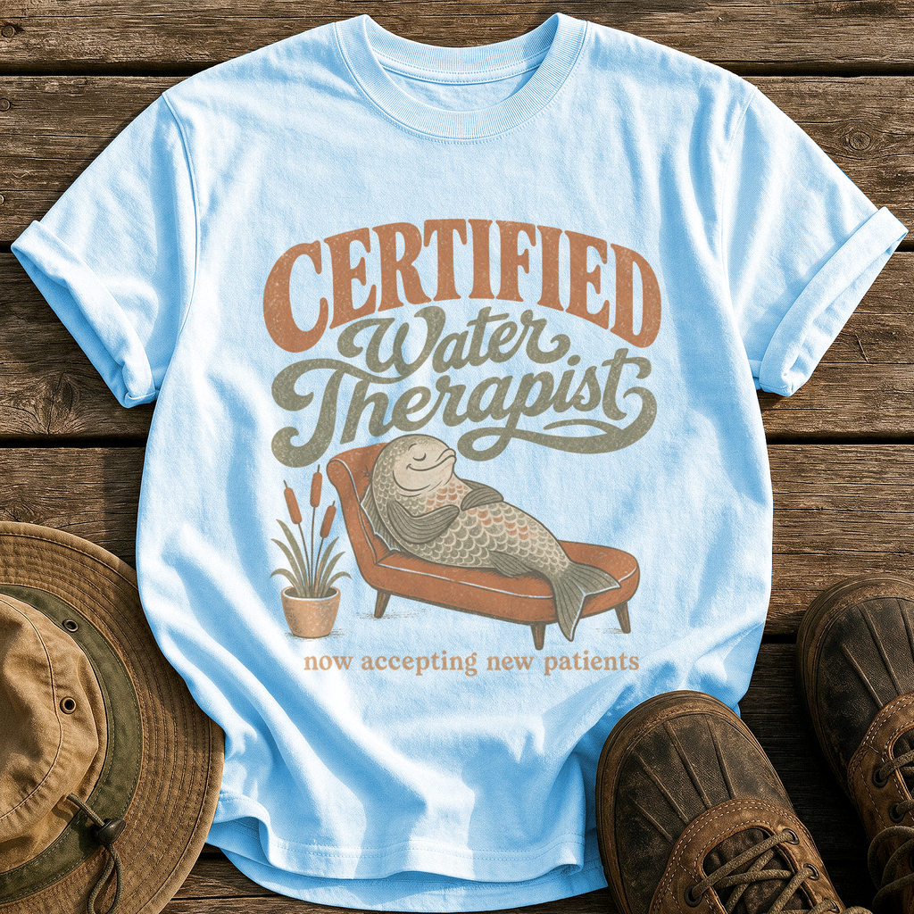 Certified Water Therapist tee - Chambray - front