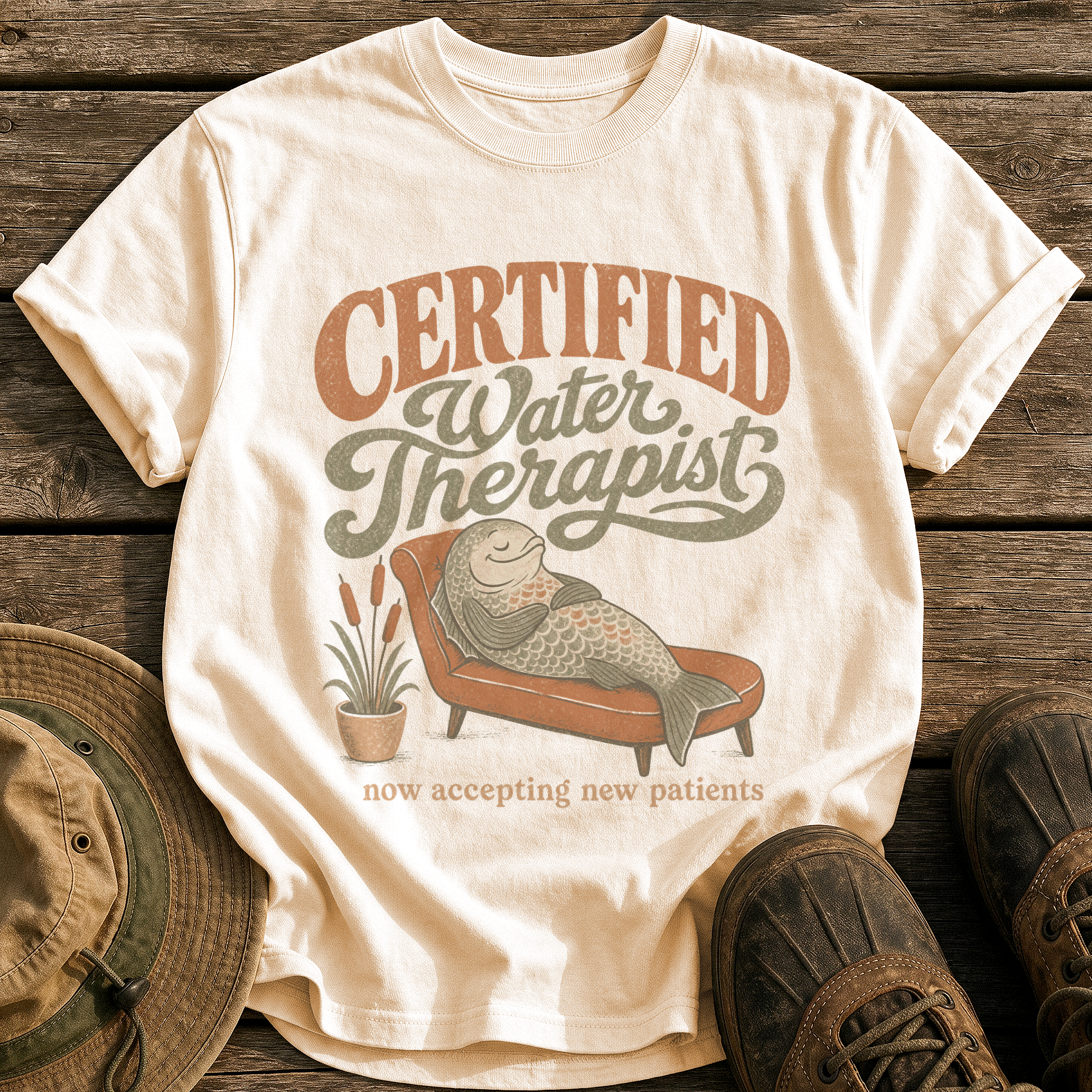 Certified Water Therapist tee - Ivory - front