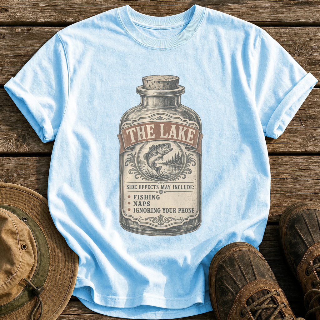 Side Effects May Include Fishing tee - Chambray - front