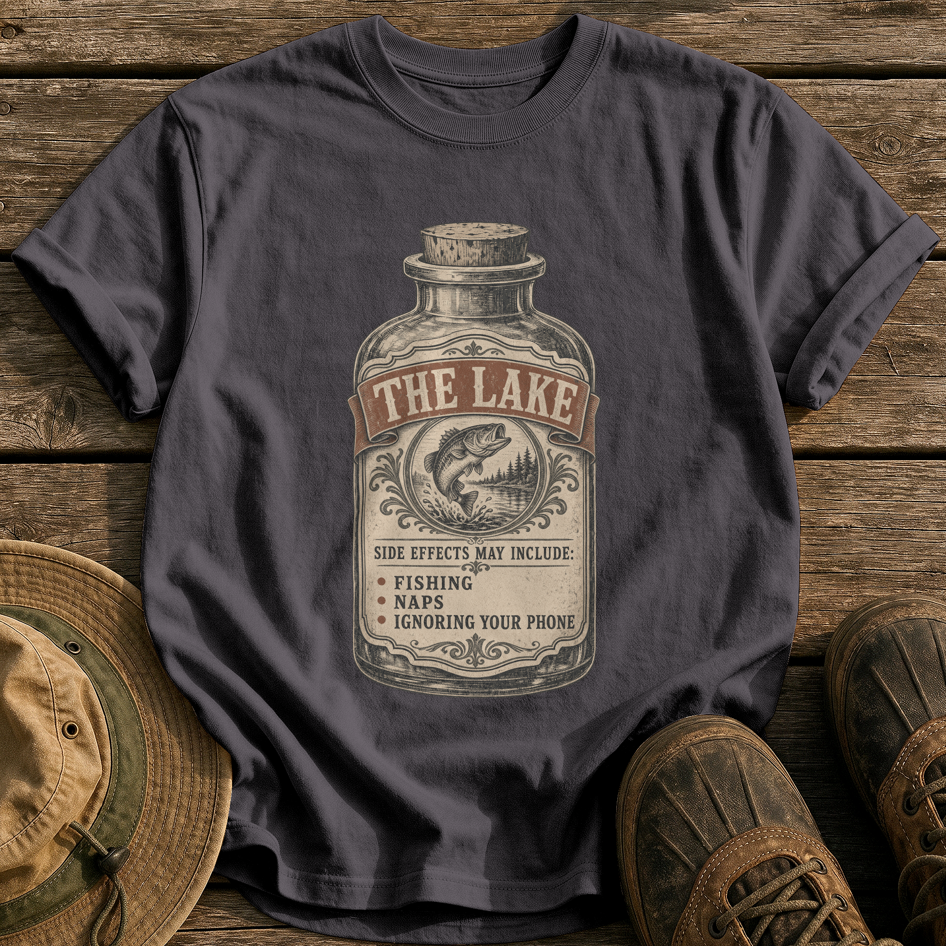 Side Effects May Include Fishing tee - Graphite - front