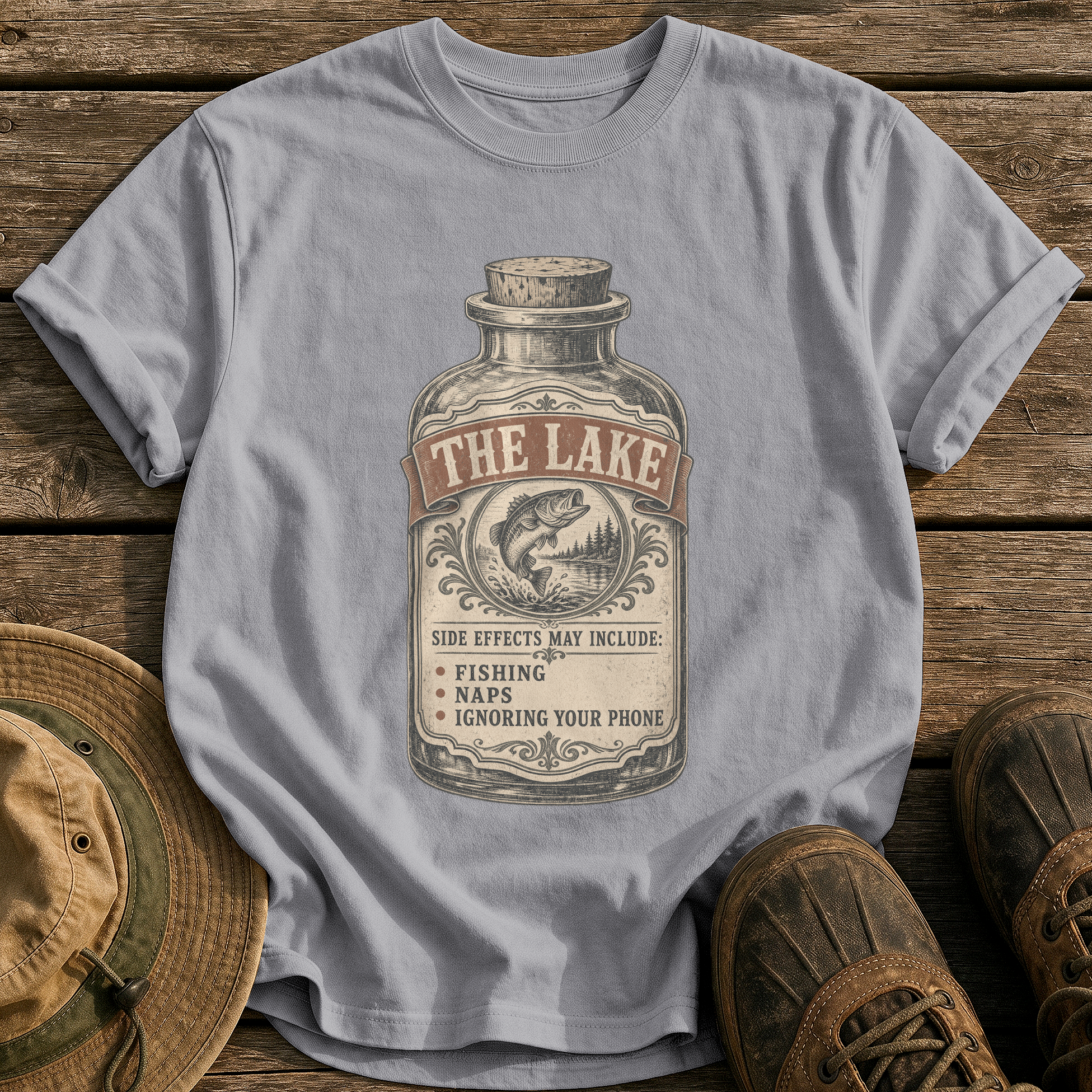 Side Effects May Include Fishing tee - Grey - front