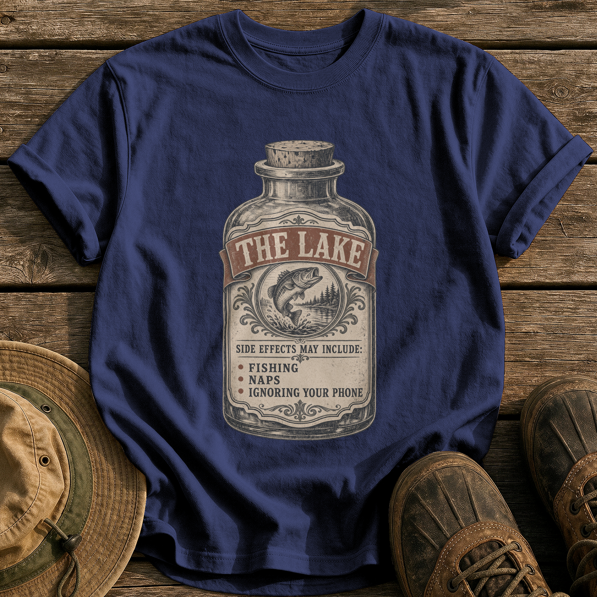Side Effects May Include Fishing tee - True Navy - front