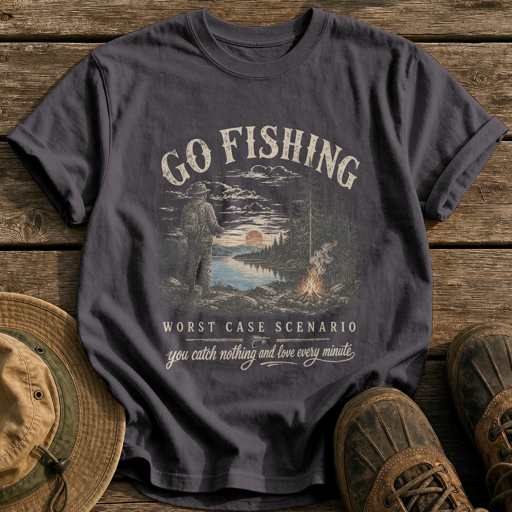 Go Fishing, Worst Case Scenario tee - Graphite - front
