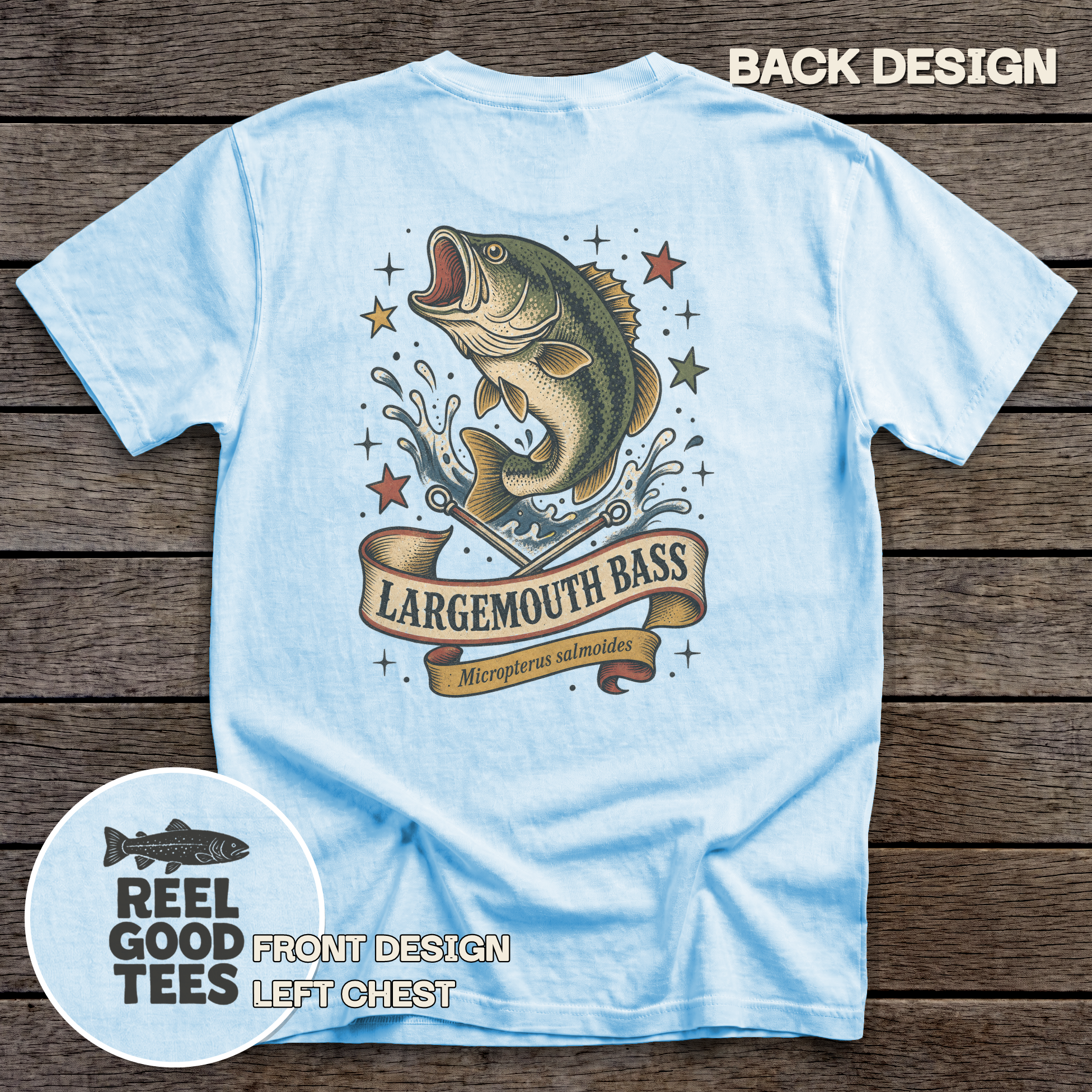 Largemouth Bass Flash tee - Chambray - back