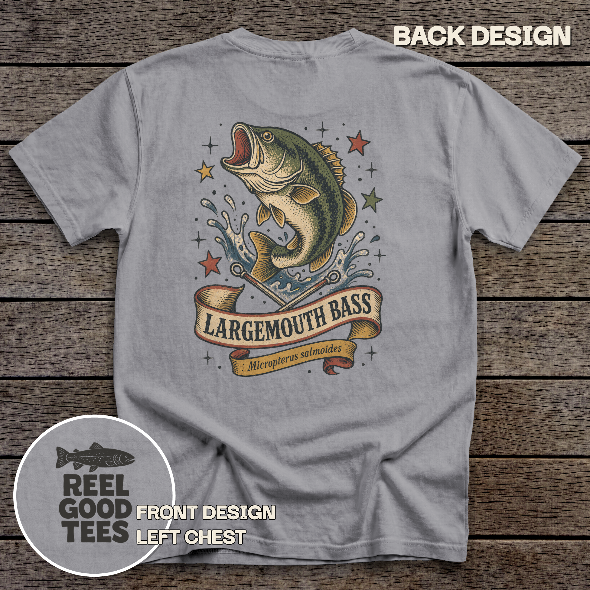 Largemouth Bass Flash tee - Grey - back