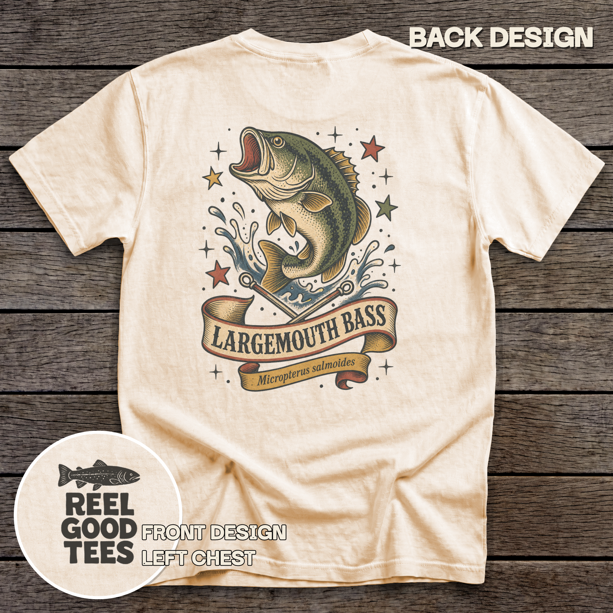 Largemouth Bass Flash tee - Ivory - back