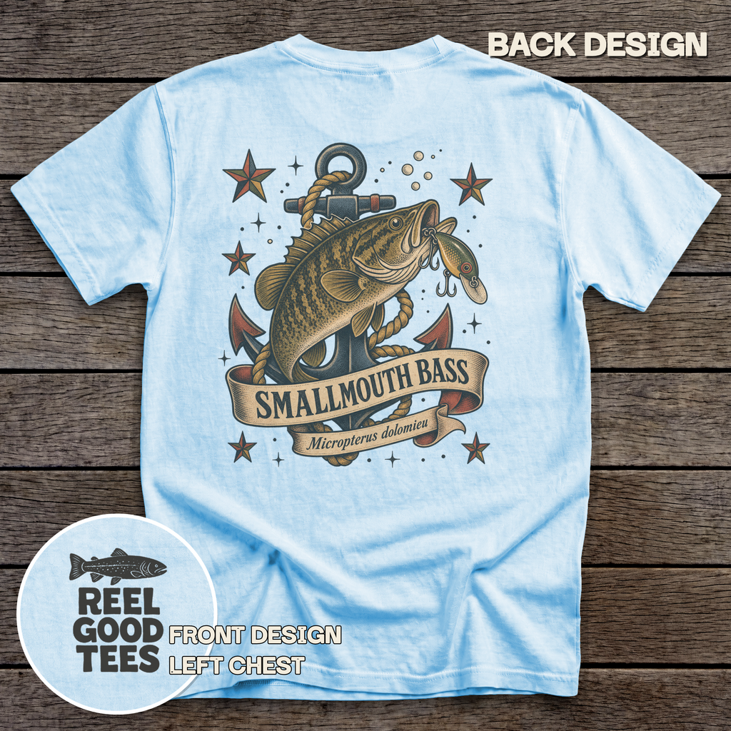 Smallmouth Bass Flash tee - Chambray - back