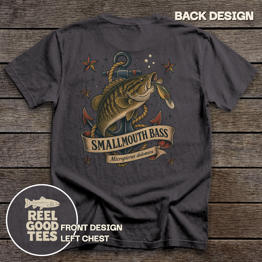 Smallmouth Bass Flash tee - Graphite - back