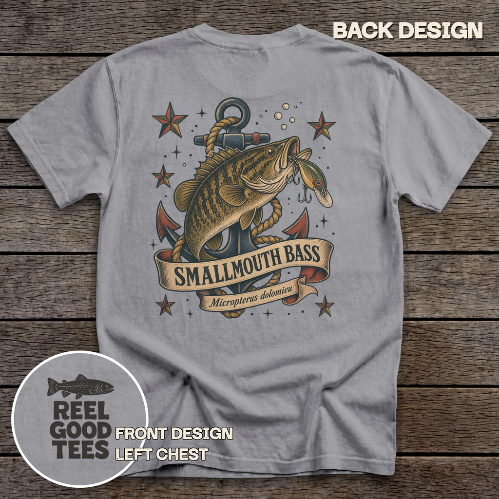 Smallmouth Bass Flash tee - Grey - back