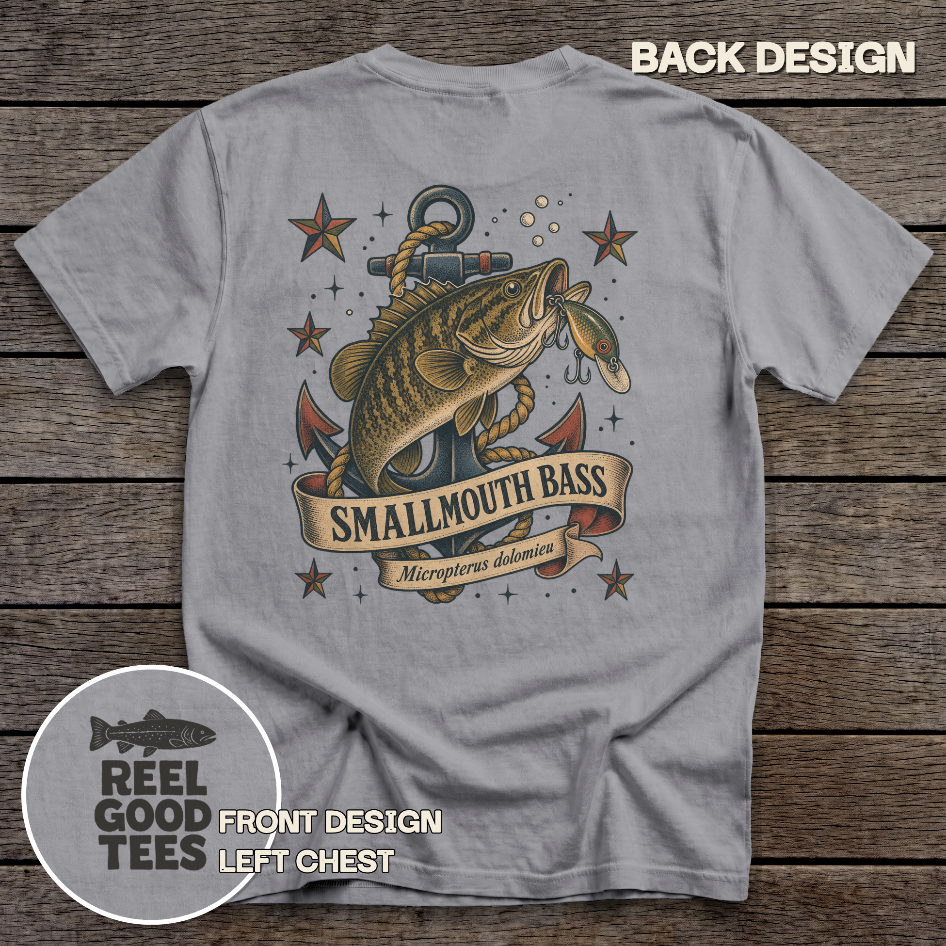 Smallmouth Bass Flash tee - Grey - back