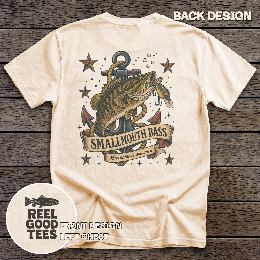 Smallmouth Bass Flash tee - Ivory - back
