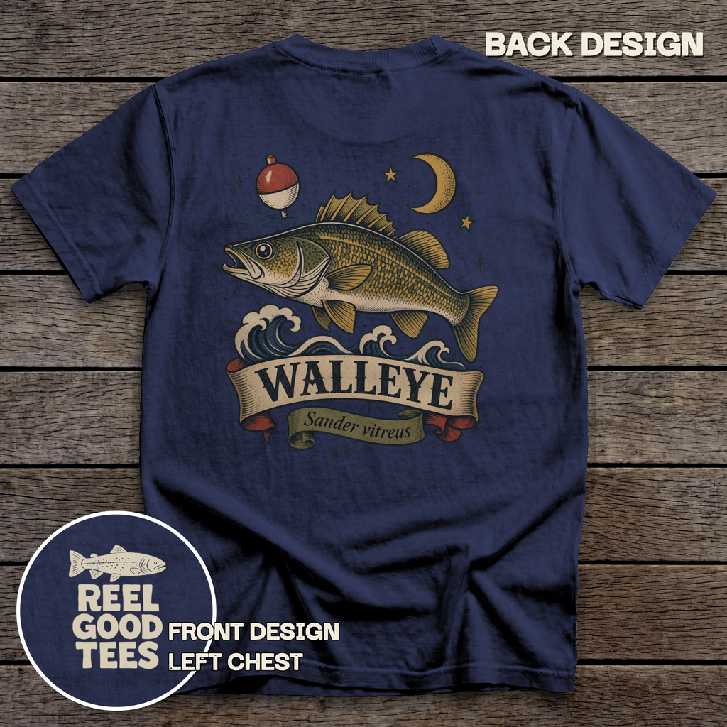 Walleye Flash tee - True Navy - back