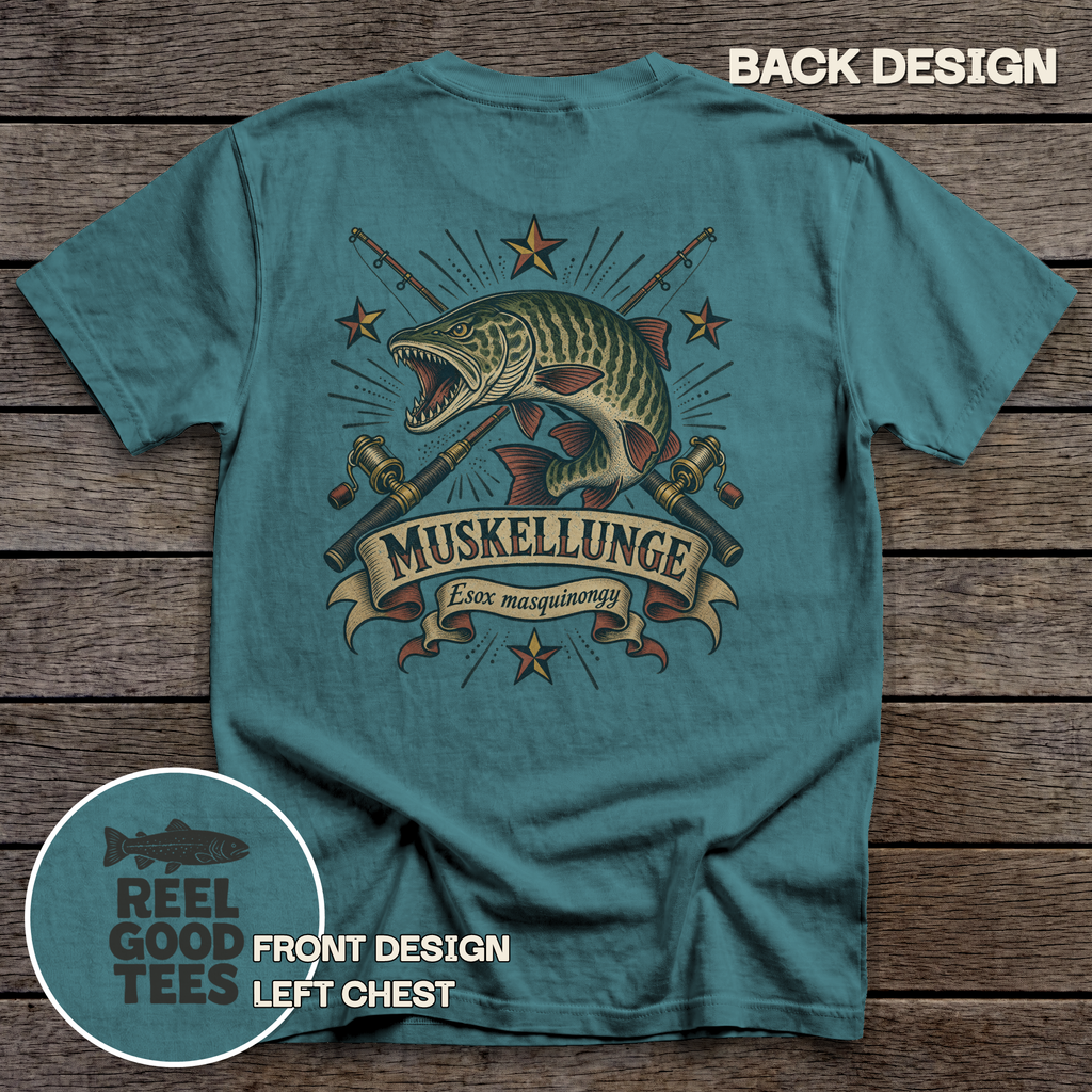 Muskellunge Flash tee - Blue Spruce - back