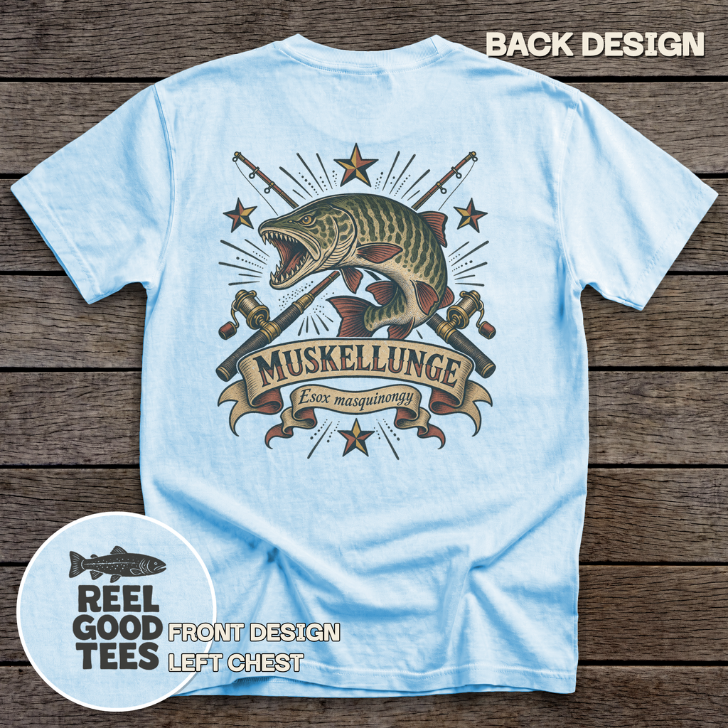 Muskellunge Flash tee - Chambray - back
