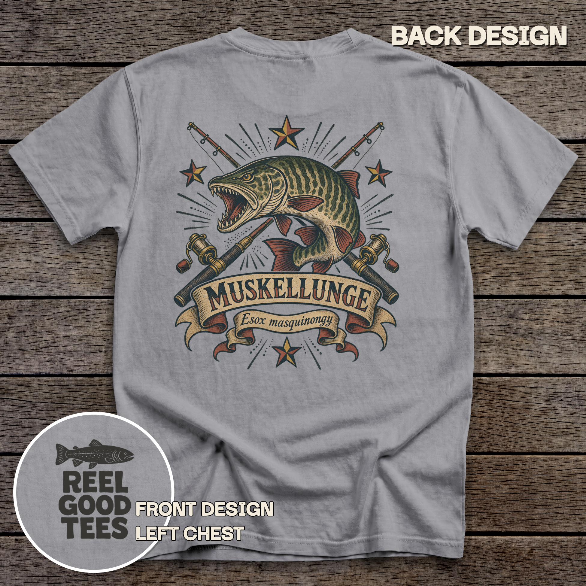 Muskellunge Flash tee - Grey - back