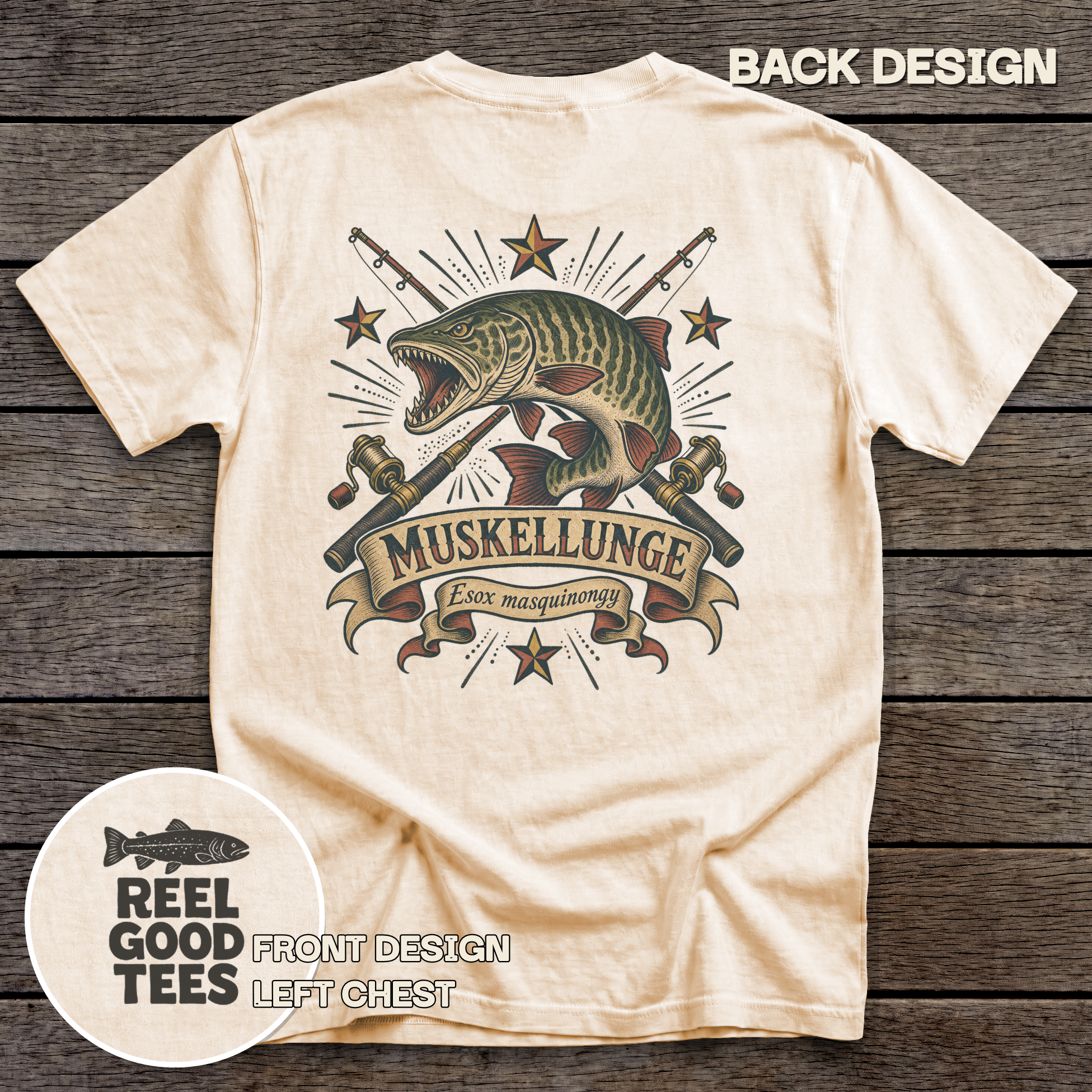 Muskellunge Flash tee - Ivory - back
