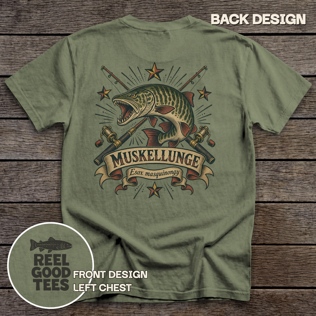 Muskellunge Flash tee - Sage - back