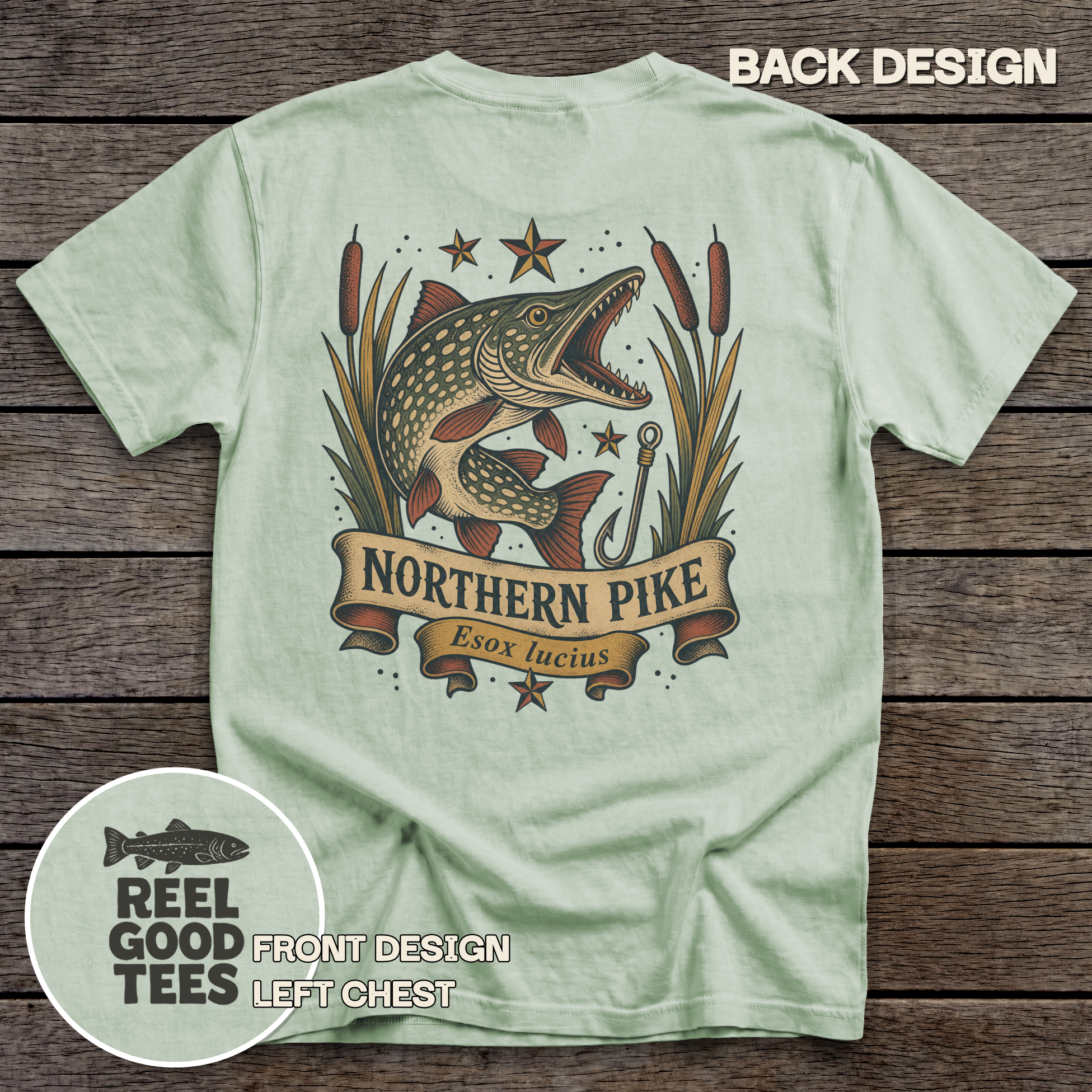 Northern Pike Flash tee - Bay - back
