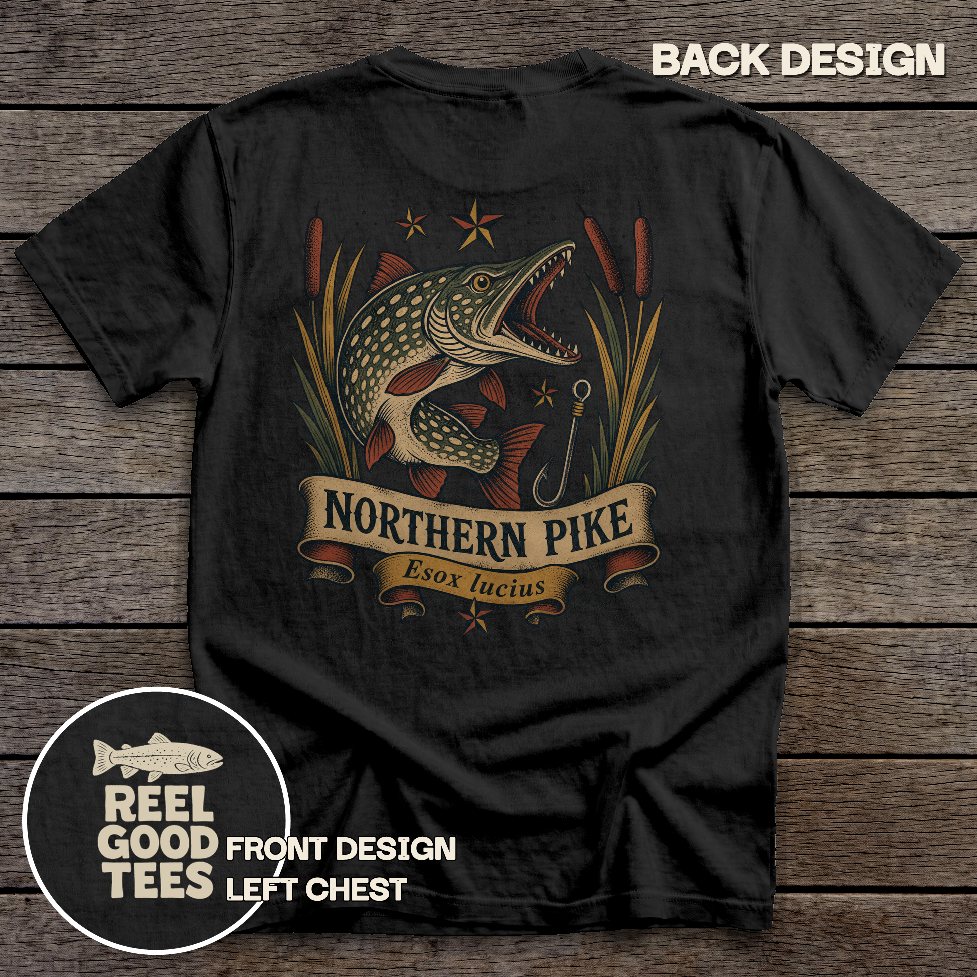 Northern Pike Flash tee - Black - back