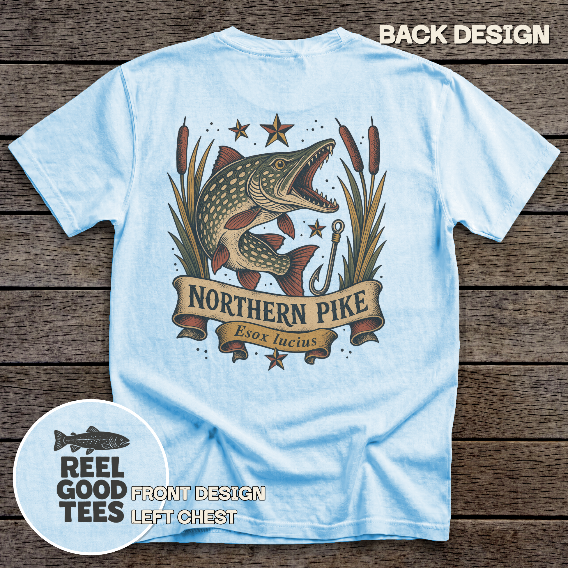 Northern Pike Flash tee - Chambray - back
