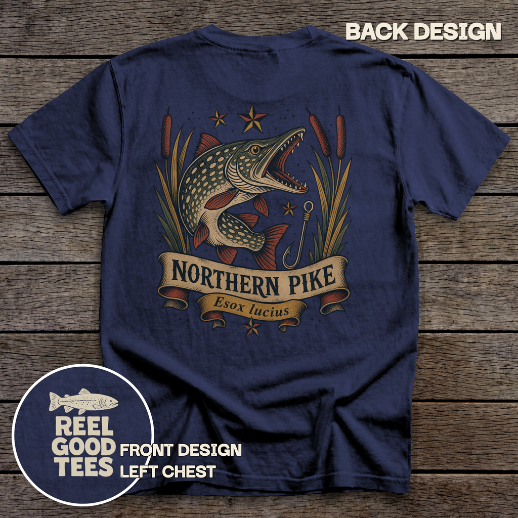 Northern Pike Flash tee - True Navy - back