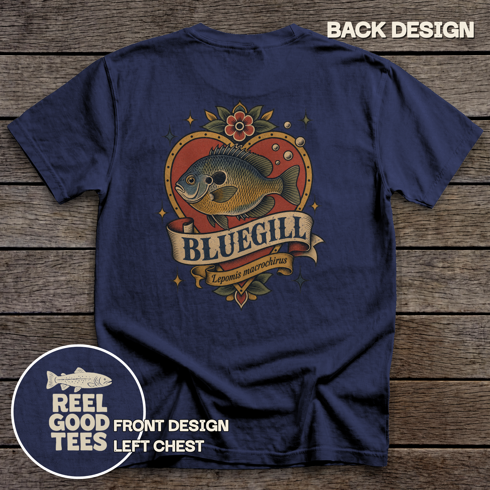Bluegill Flash tee - True Navy - back