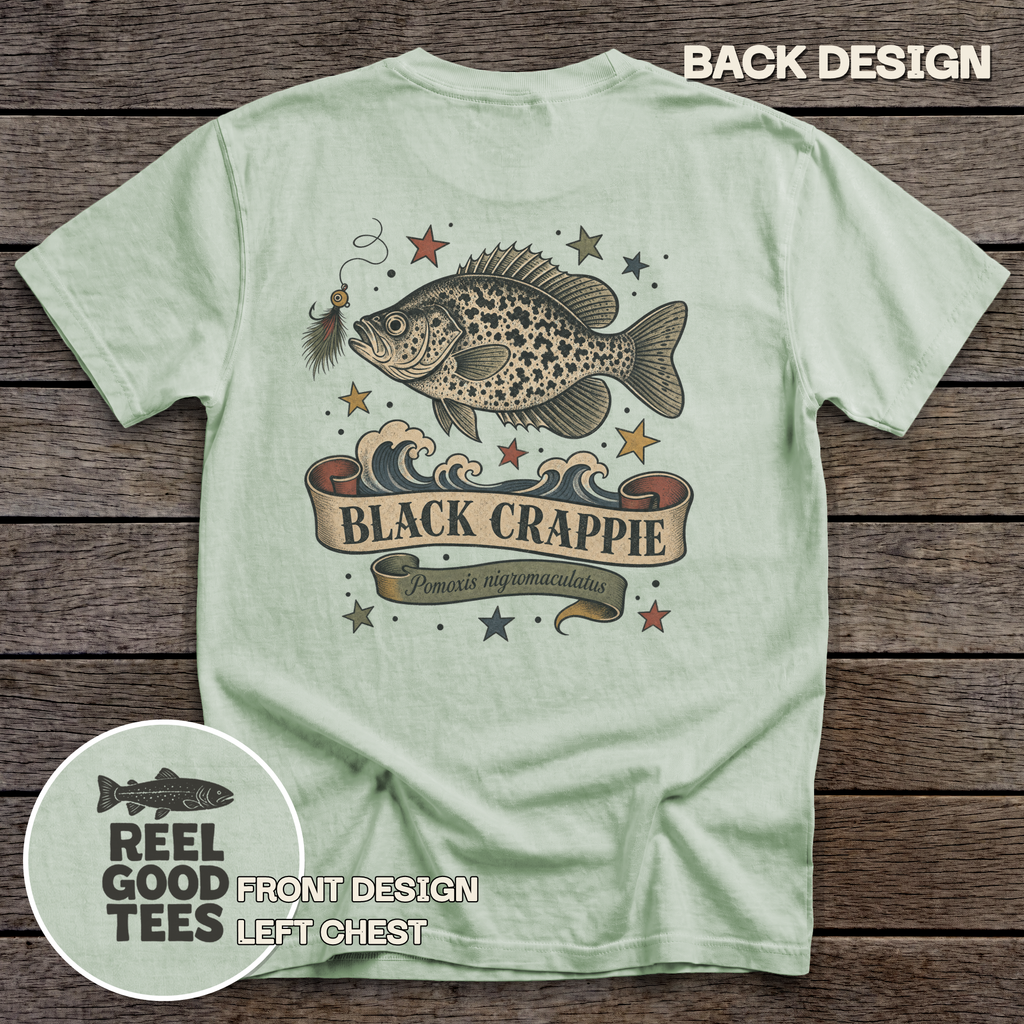 Black Crappie Flash tee - Bay - back