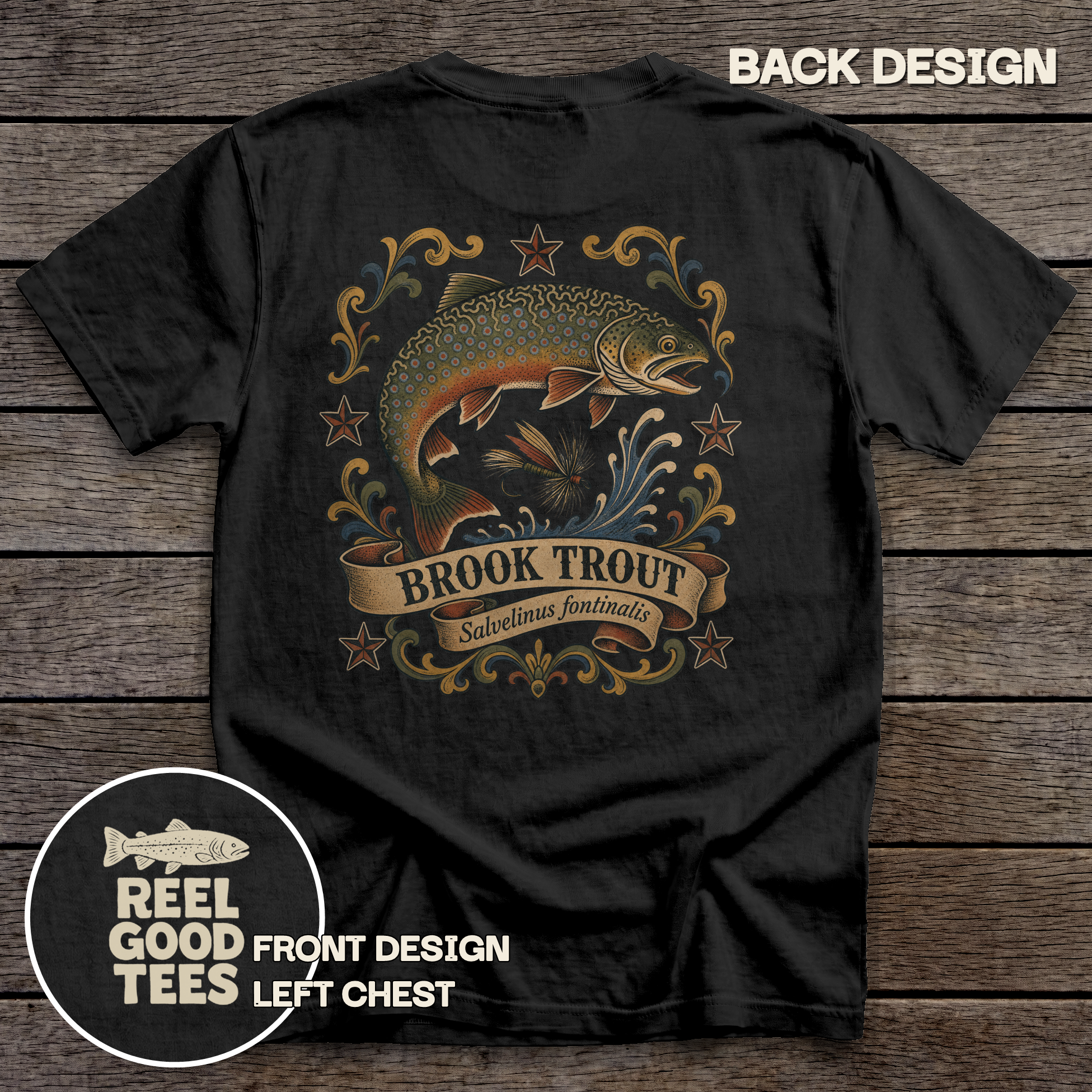 Brook Trout Flash tee - Black - back