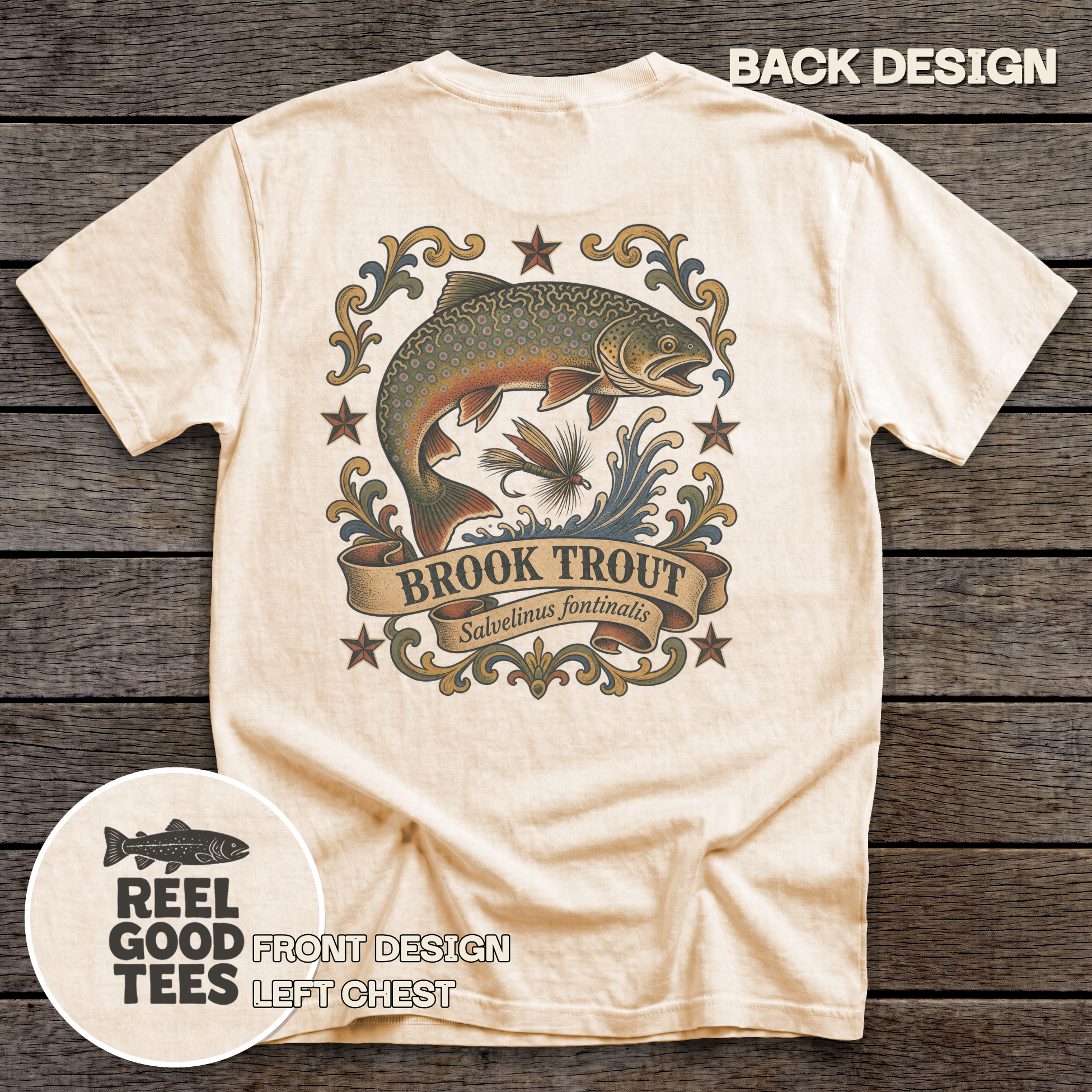 Brook Trout Flash tee - Ivory - back
