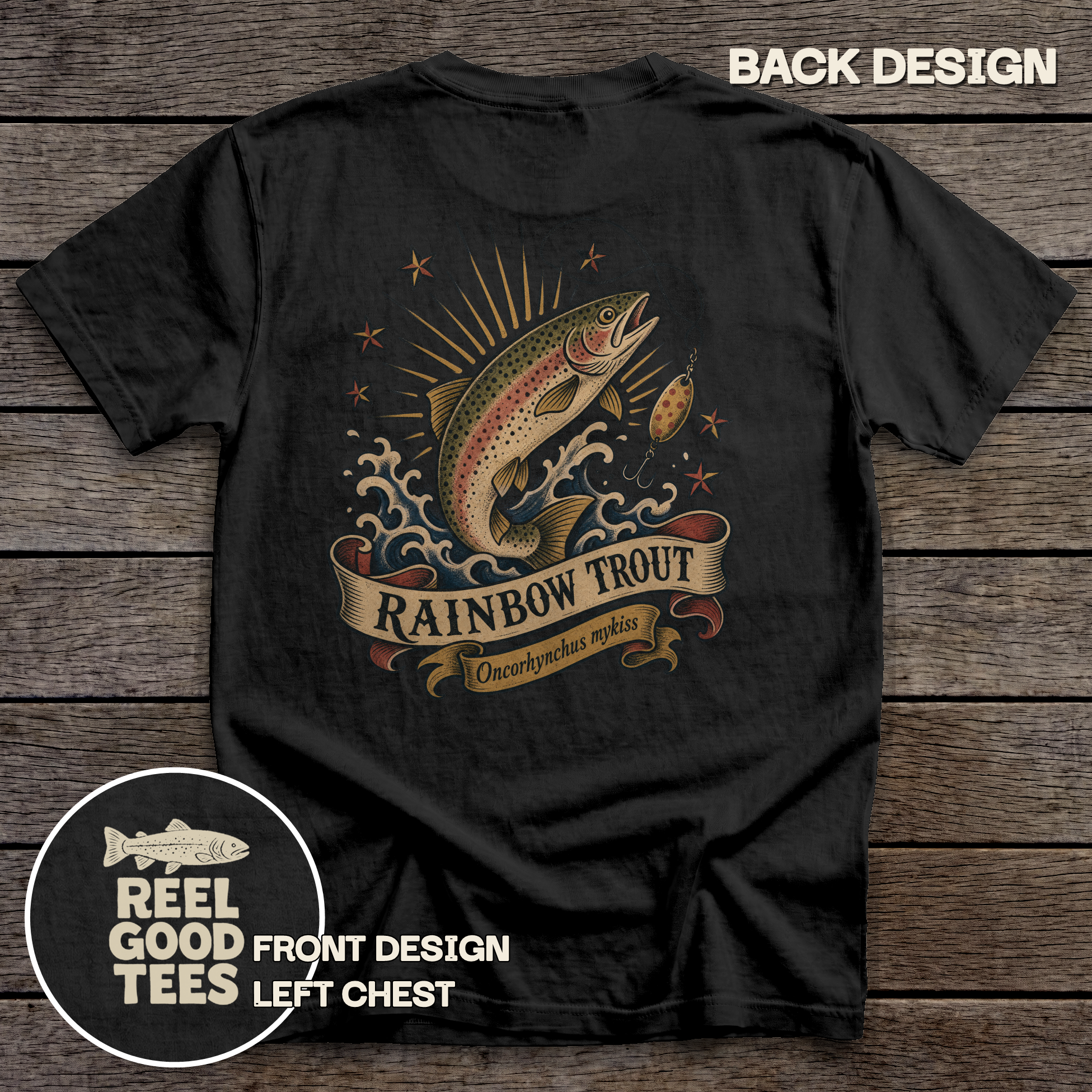 Rainbow Trout Flash tee - Black - back