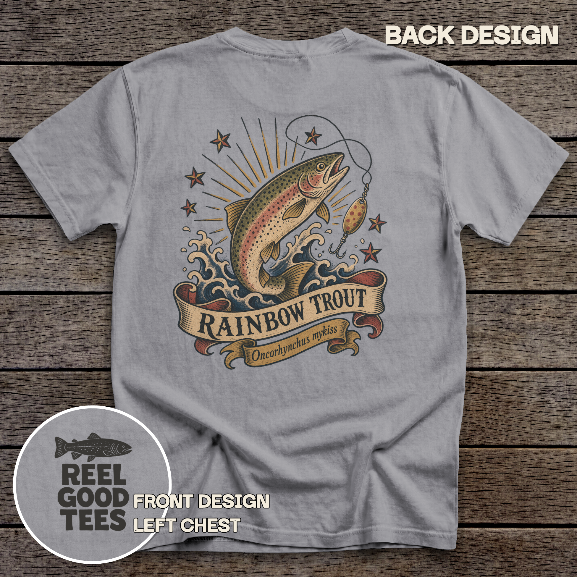 Rainbow Trout Flash tee - Grey - back