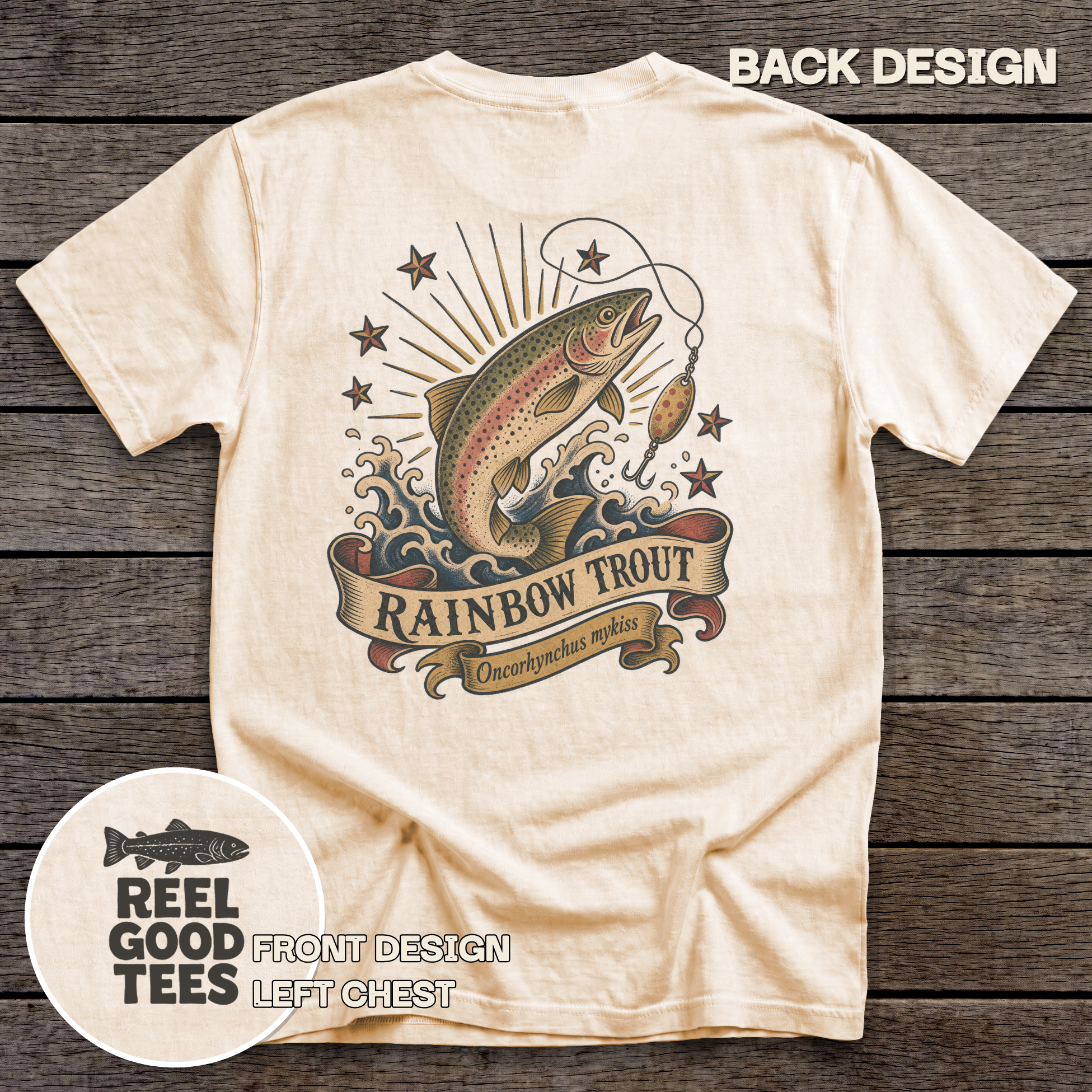 Rainbow Trout Flash tee - Ivory - back