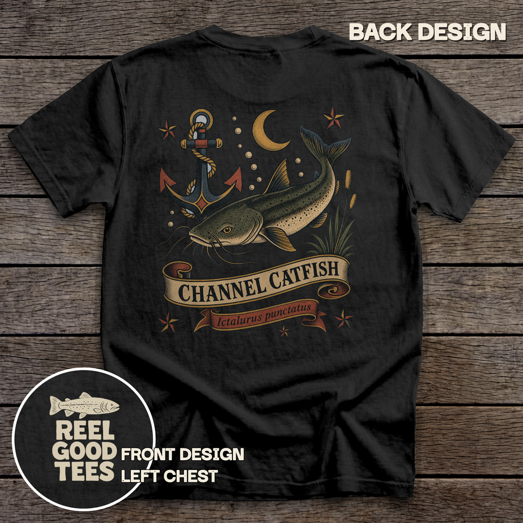 Channel Catfish Flash tee - Black - back