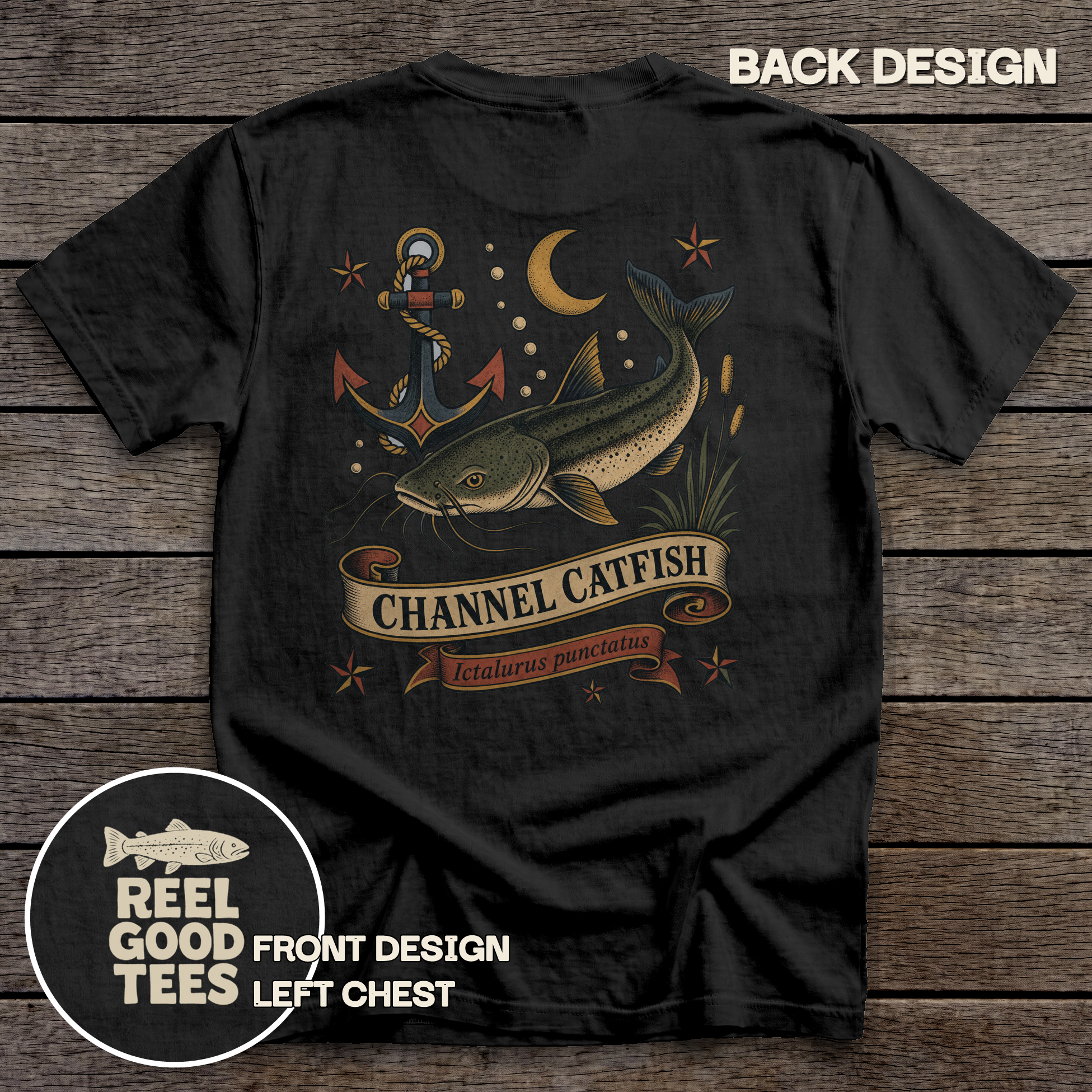 Channel Catfish Flash tee - Black - back