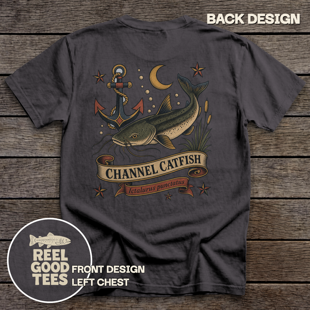 Channel Catfish Flash tee - Graphite - back