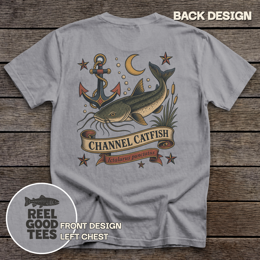 Channel Catfish Flash tee - Grey - back